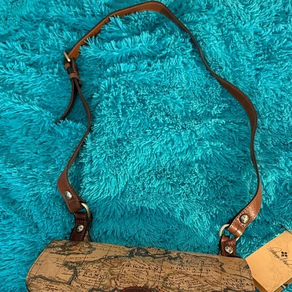 NWT Patricia Nash London Leather Saddle Bag European Map Print Shoulder Bag - Picture 9 of 9